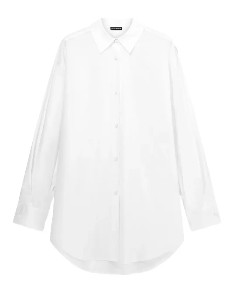 Emporio Armani Popeline-Hemd mit spitzem Kragen und langen Ärmeln - Weiß Weiß