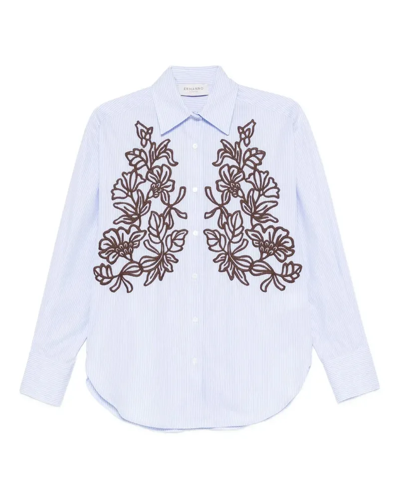Ermanno Scervino Gestreiftes Hemd mit Stickerei - Blau Blau