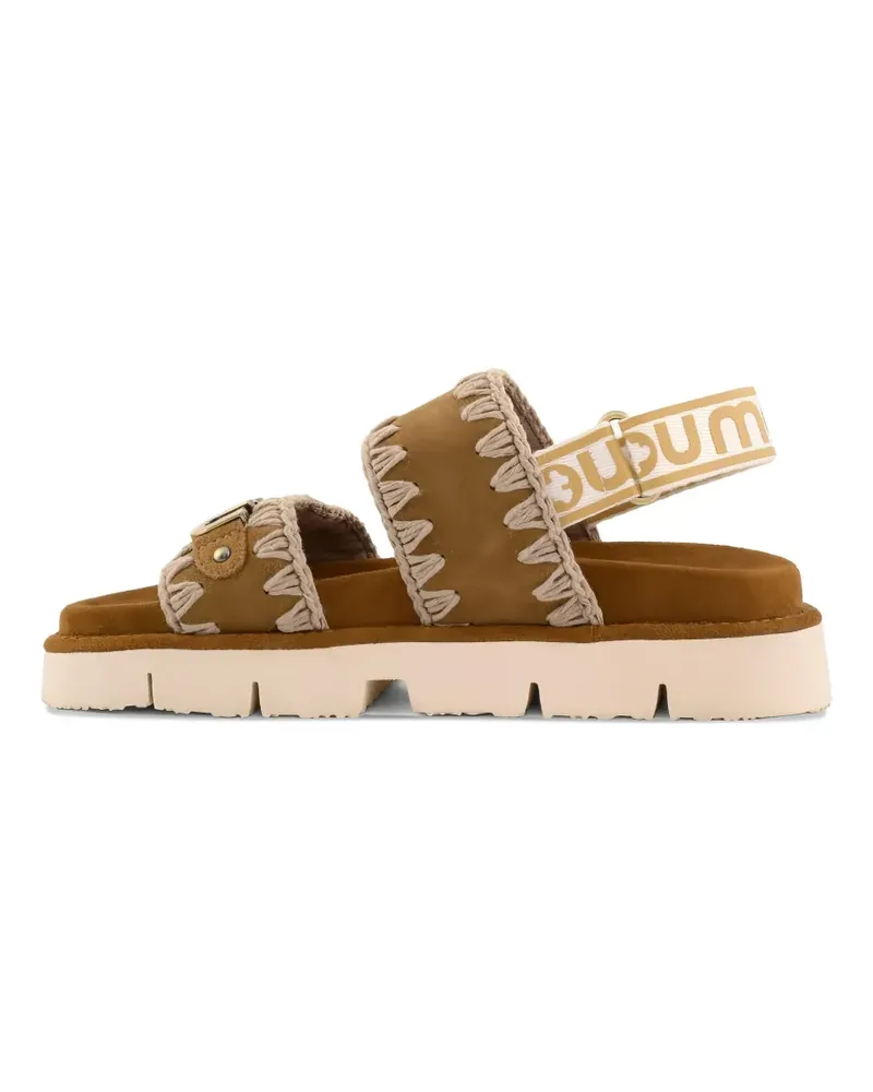 Mou crochet-trim logo-plaque sandals - Braun Braun