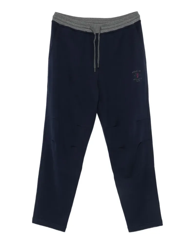 Brunello Cucinelli logo-embroidered drawstring track pants - Blau Blau