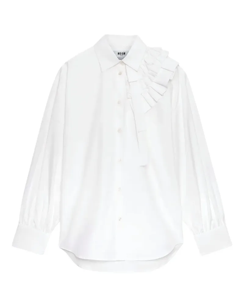 MSGM Hemd mit Rüschendetail - Weiß Weiß