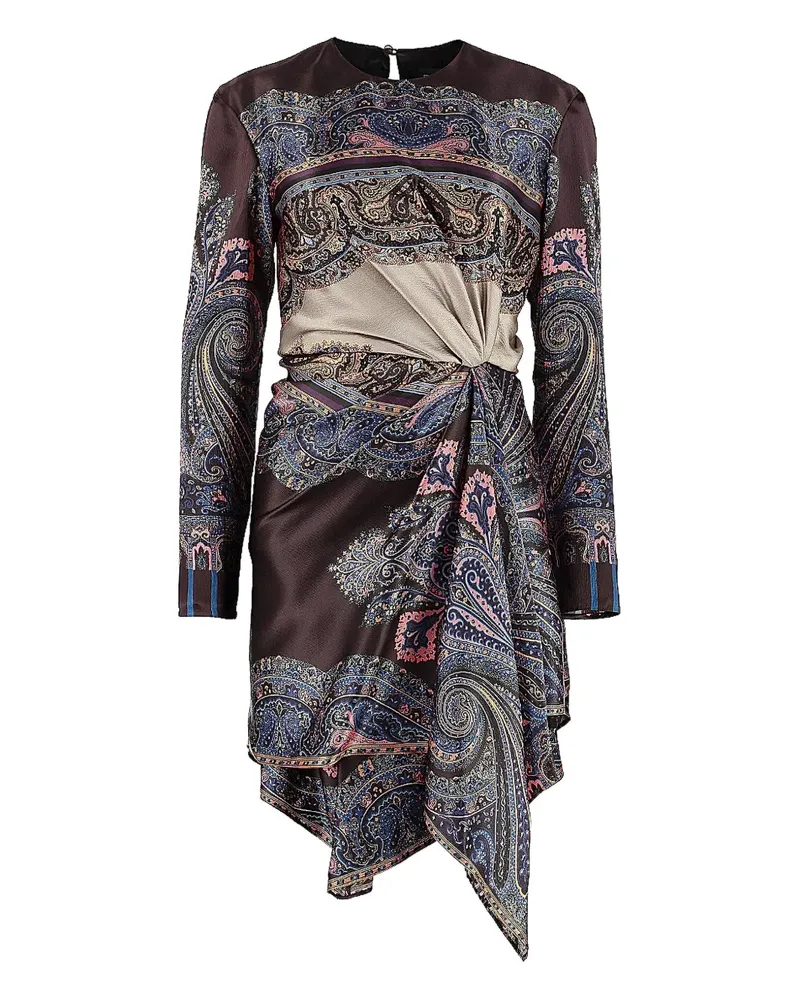 Etro Asymmetrisches Seidenkleid mit Print - Blau Blau