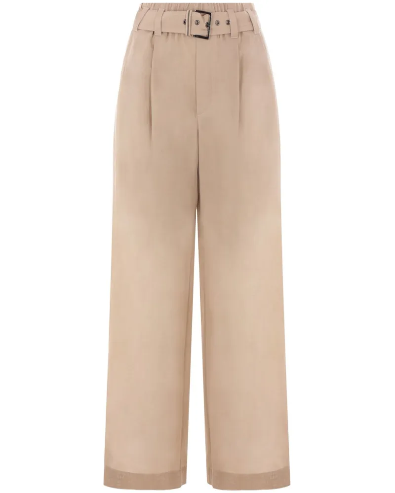 Brunello Cucinelli Gaze-Hose mit Gürtel - Nude Nude