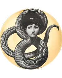 Fornasetti Face Serpent' Teller mit Print Gold