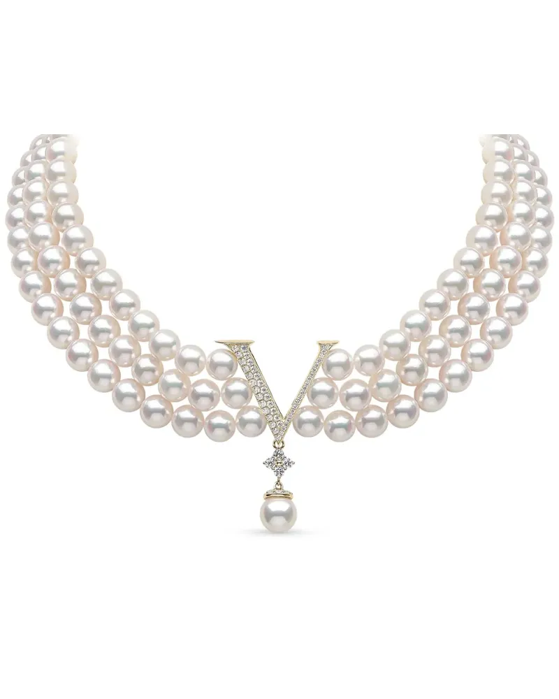 YOKO London 18K yellow gold akoya pearl and diamond necklace Gold