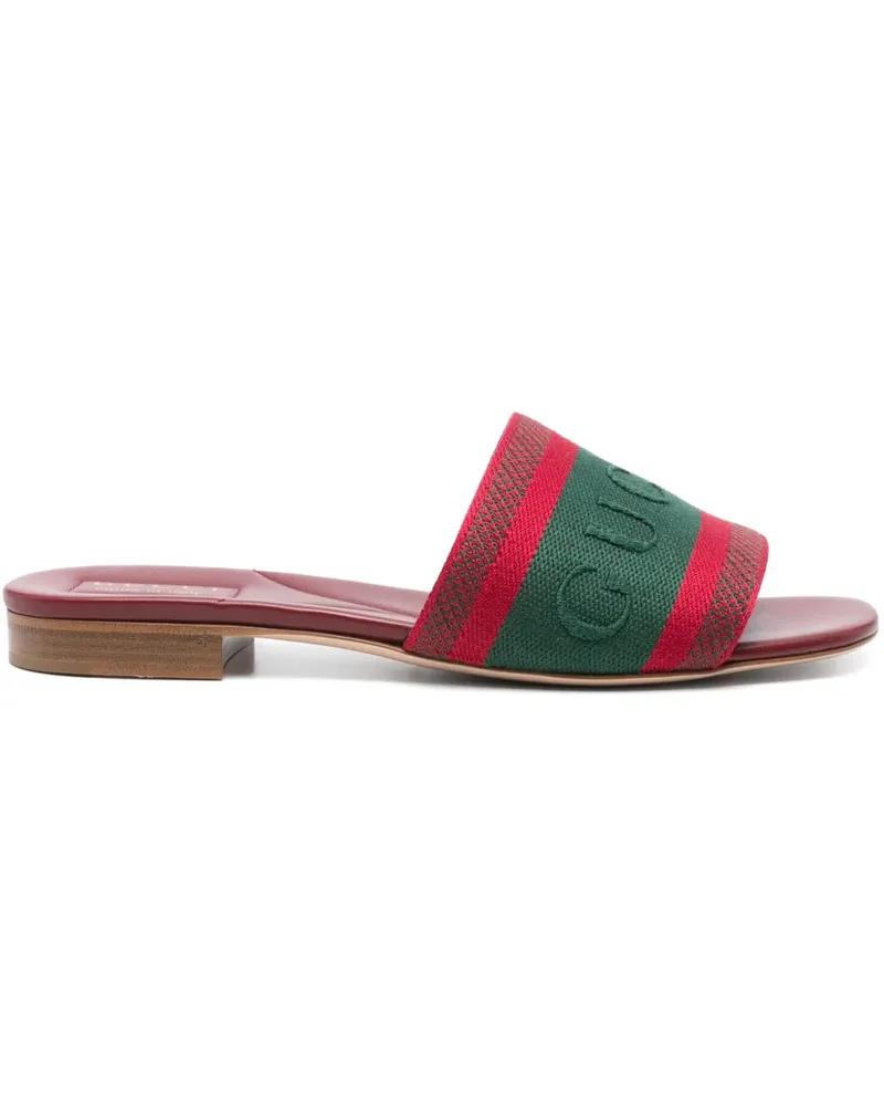 Gucci Flache Sandalen mit Logo - Rot Rot
