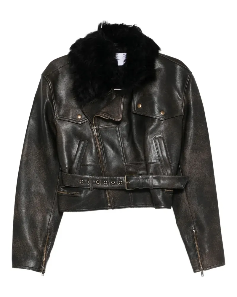Alex Perry fur belted jacket - Braun Braun