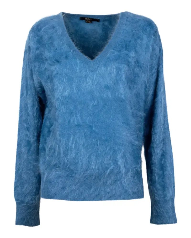 Seventy Gebürsteter Pullover mit V-Ausschnitt - Blau Blau