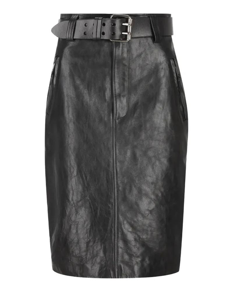 Saint Laurent belted leather midi skirt - Schwarz Schwarz