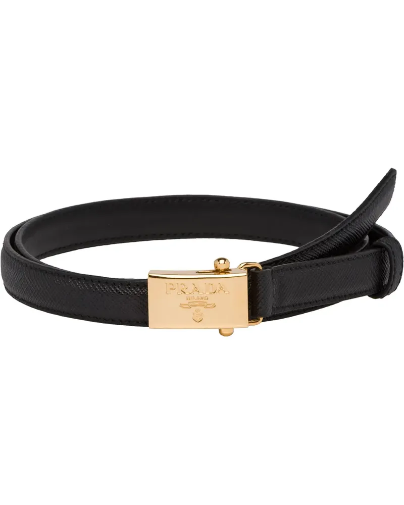Prada Gürtel mit Logo-Schild - Schwarz Schwarz