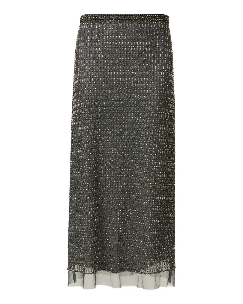 Fabiana Filippi bead-embellished tulle-overlay midi skirt - Grau Grau