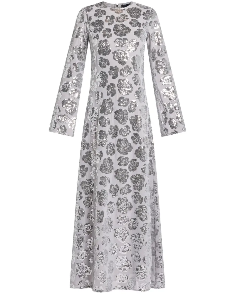 ROTATE Birger Christensen Chiffon-Maxikleid mit Pailletten - Grau Grau