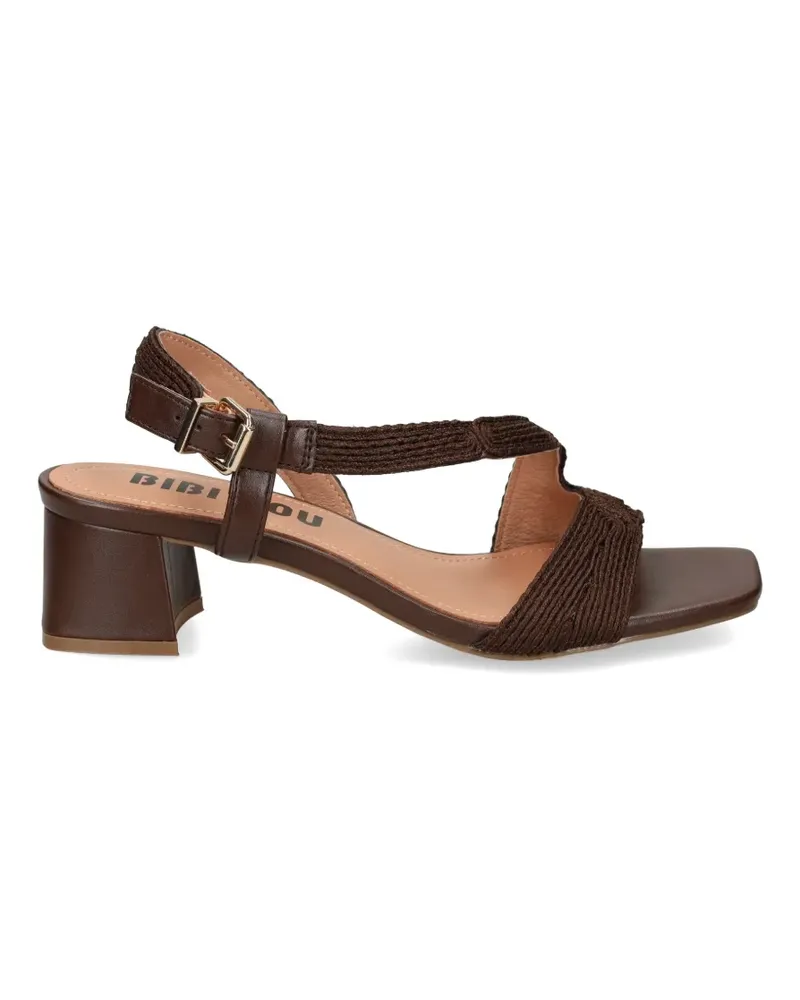 Bibi Lou Lipe embroidered-strap block-heel sandals - Braun Braun
