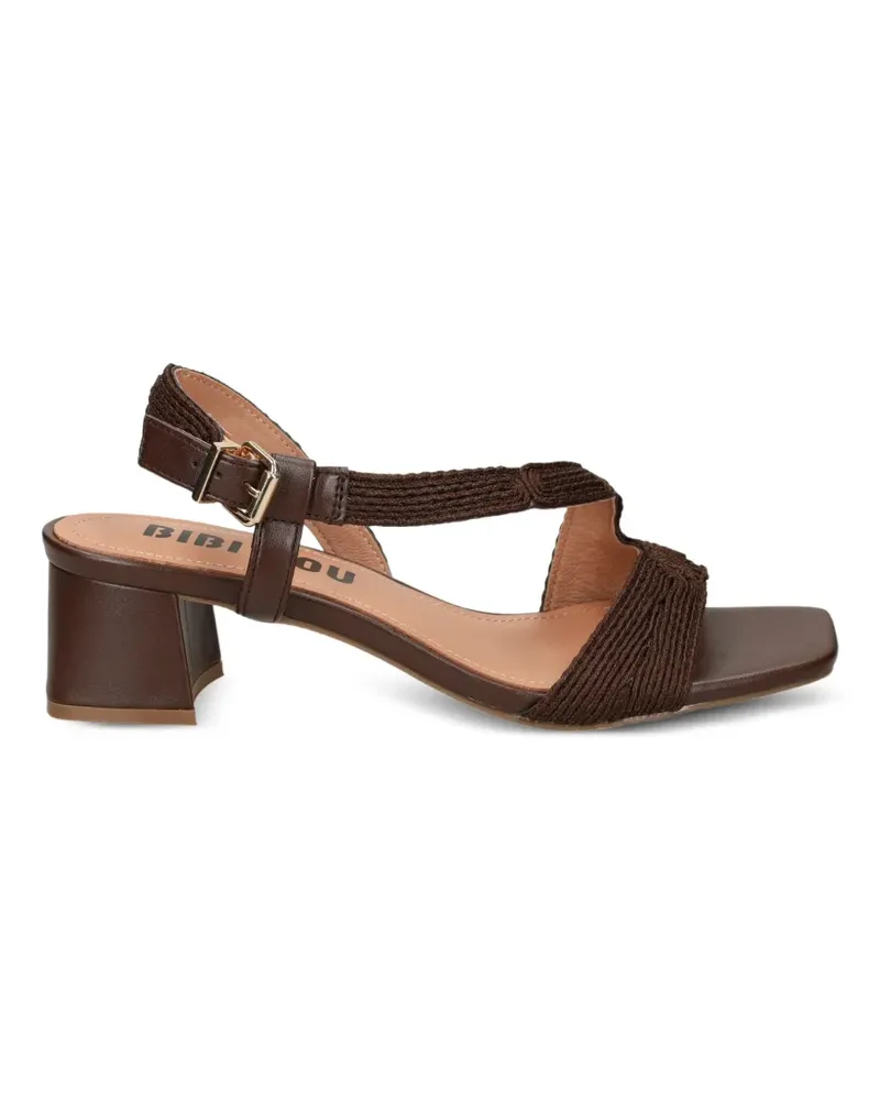 Bibi Lou Lipe embroidered-strap block-heel sandals - Braun Braun