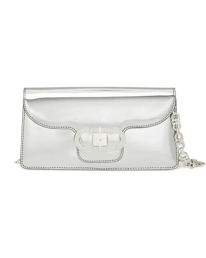 Ferragamo Mini Clutch mit Kristallen - Silber Silber