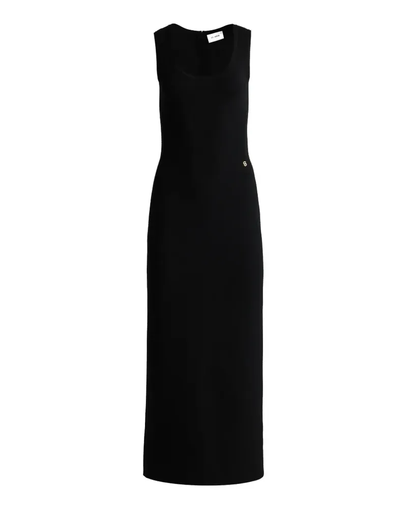 ST. JOHN scoop-neck logo midi dress - Schwarz Schwarz