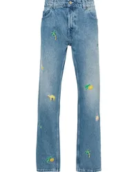 Casablanca Paris Straight-Leg-Jeans mit Stickerei Blau