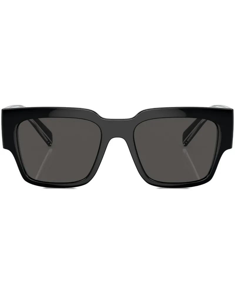 Dolce & Gabbana Eckige Sonnenbrille mit Logo-Print - Schwarz Schwarz