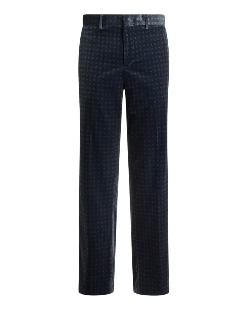 Etro Baumwollsamthose mit geradem Bein und Krawattenmotiv - Blau Blau