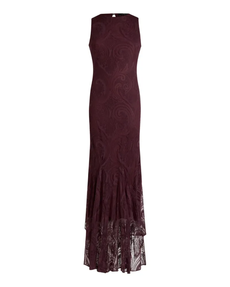 Etro long dress in cotton-blend burnout jersey with paisley motif - Rot Rot