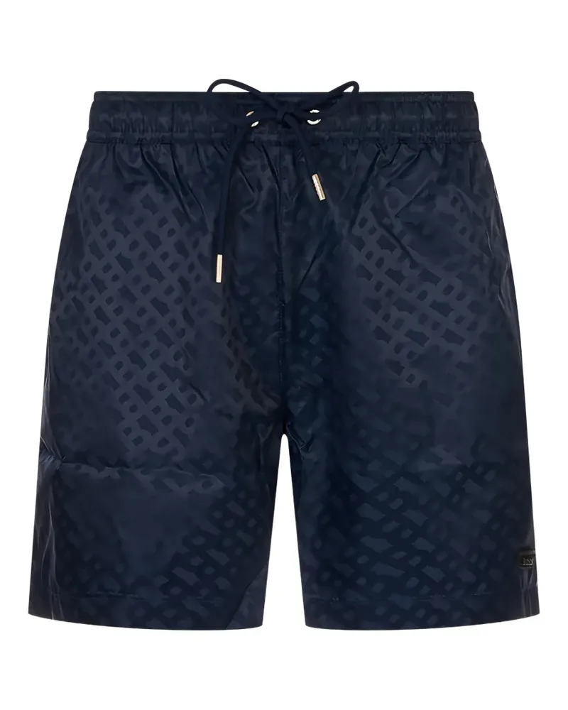 HUGO BOSS monogram-jacquard swim shorts - Blau Blau