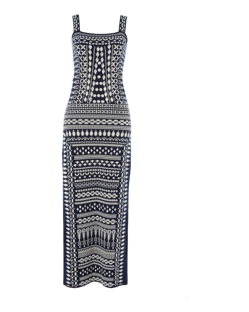Temperley London strappy patterned knitted dress - Blau Blau