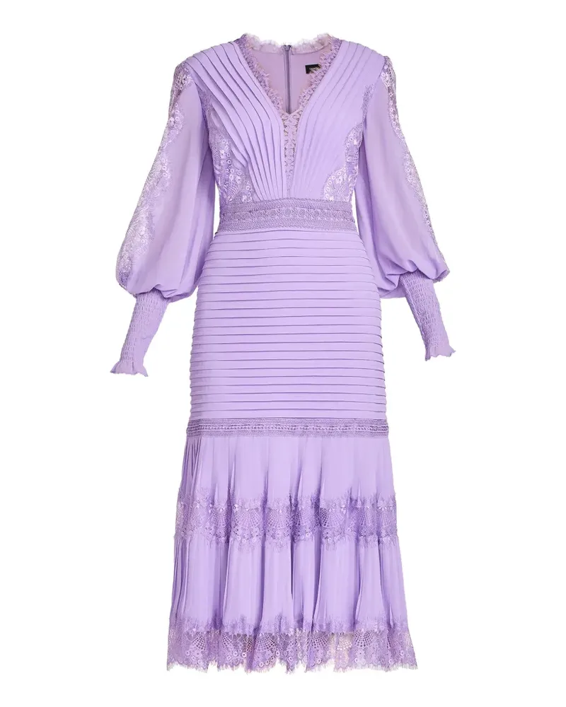 Tadashi Shoji Nyssa Midikleid mit Spitzenbesatz - Violett Violett