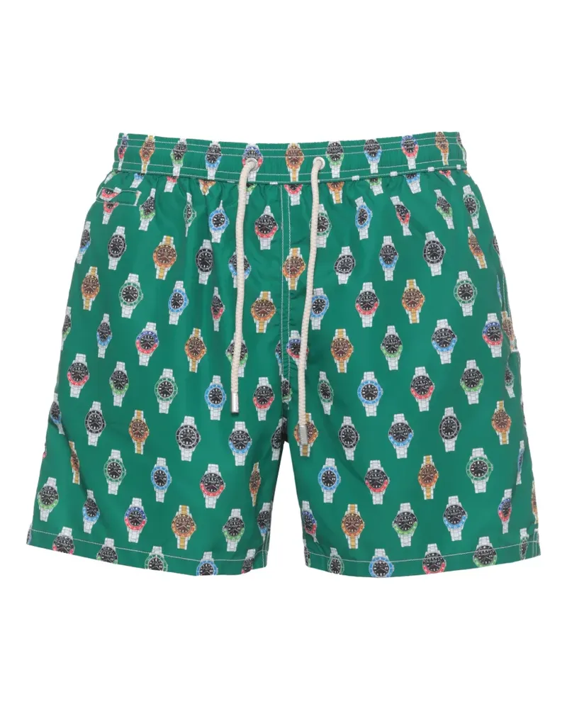 MC2 Saint Barth watch-print drawstring swim shorts - Grün Grün