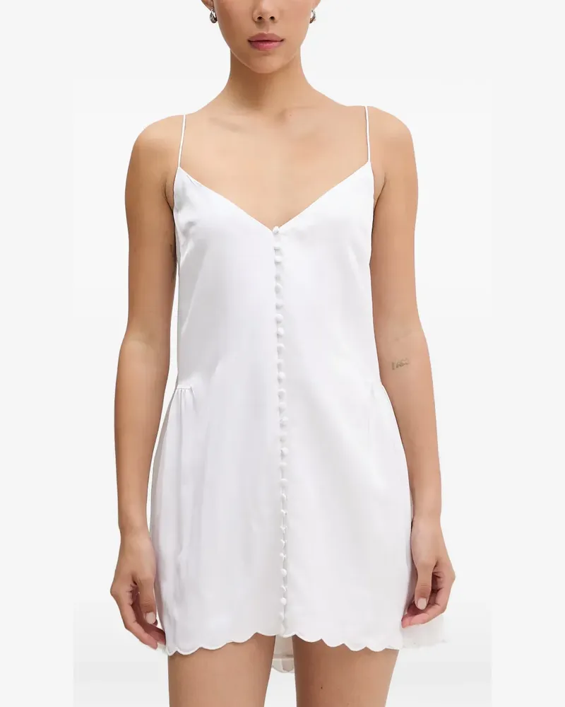 ROTATE Birger Christensen Geknöpftes Kleid mit Wellensaum - Weiß Weiß