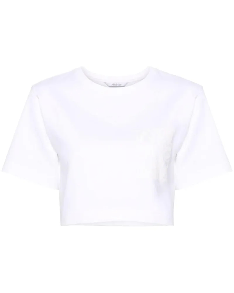 Max Mara Cropped-T-Shirt mit Logo-Print - Weiß Weiß