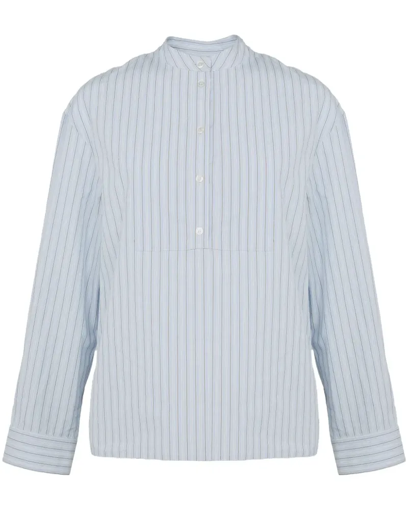 Yves Salomon Gestreifte Popeline-Bluse - Blau Blau