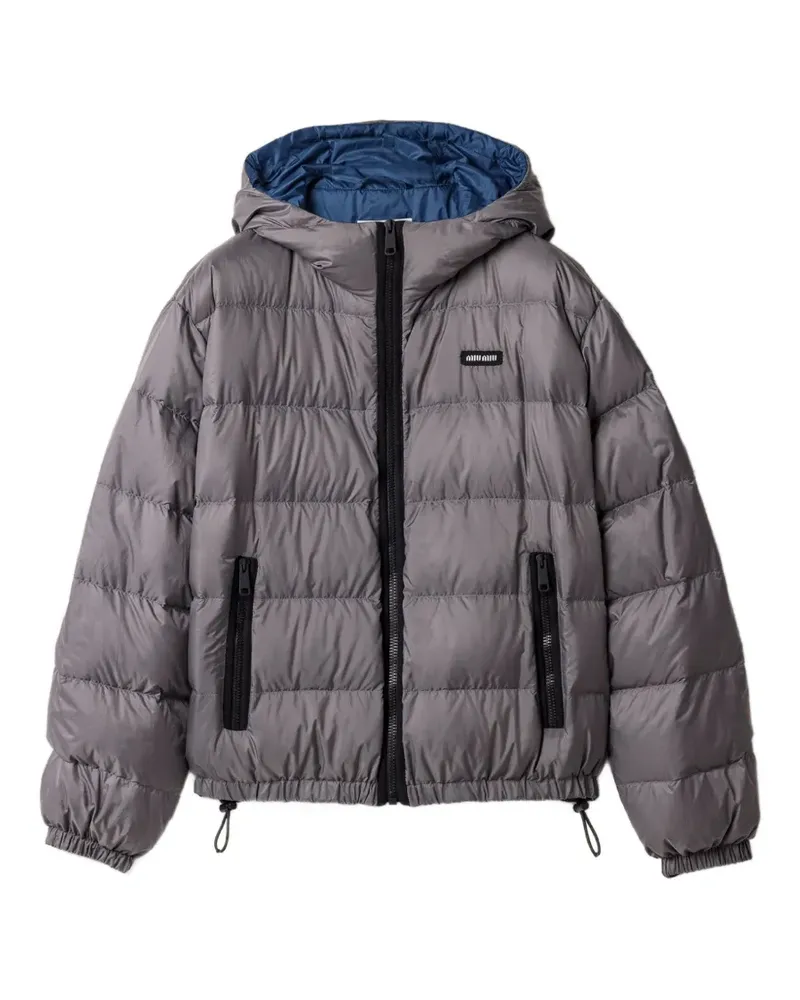 Miu Miu light pongé down hoodie jacket - Grau Grau