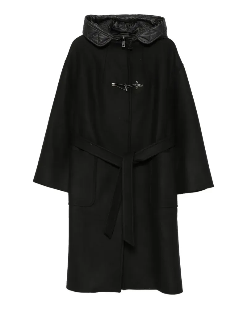 Fay Kapuzenmantel mit Gürtel - Schwarz Schwarz