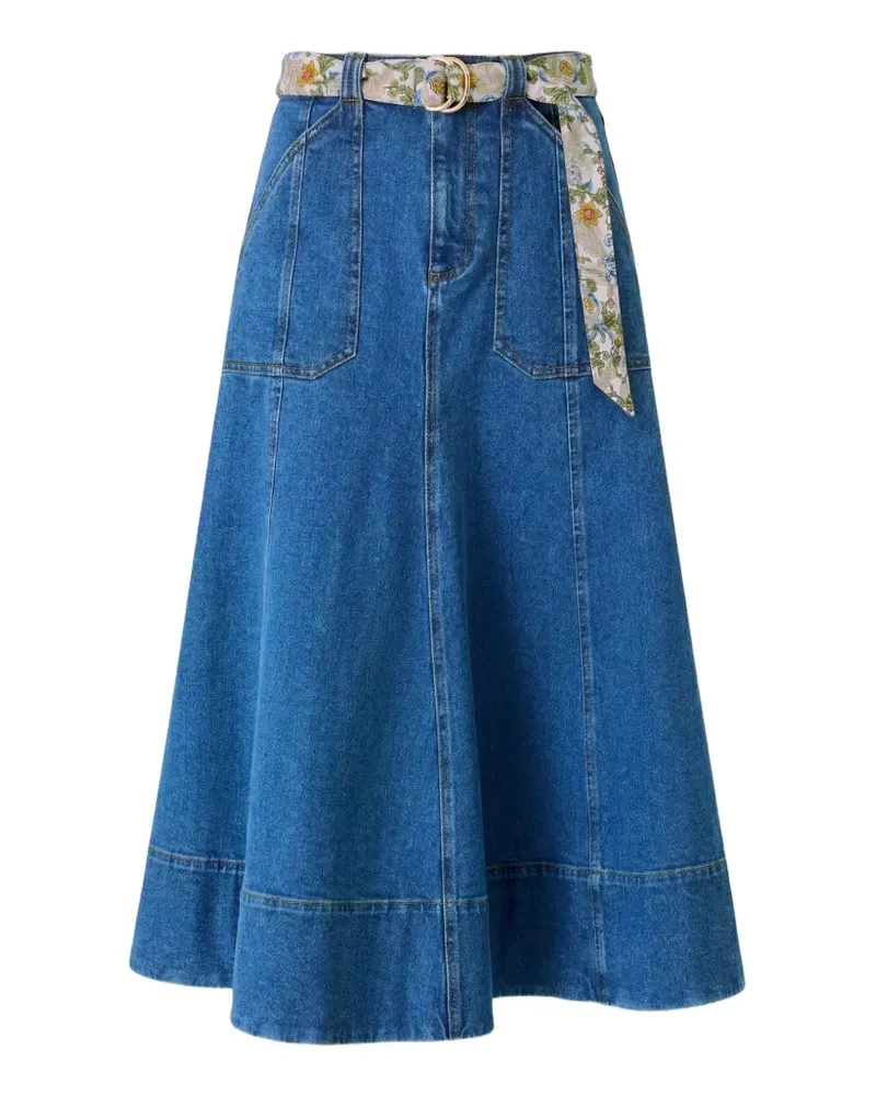 Cinq à Sept Ausgestellter Benji Jeansrock mit Gürtel - Blau Blau