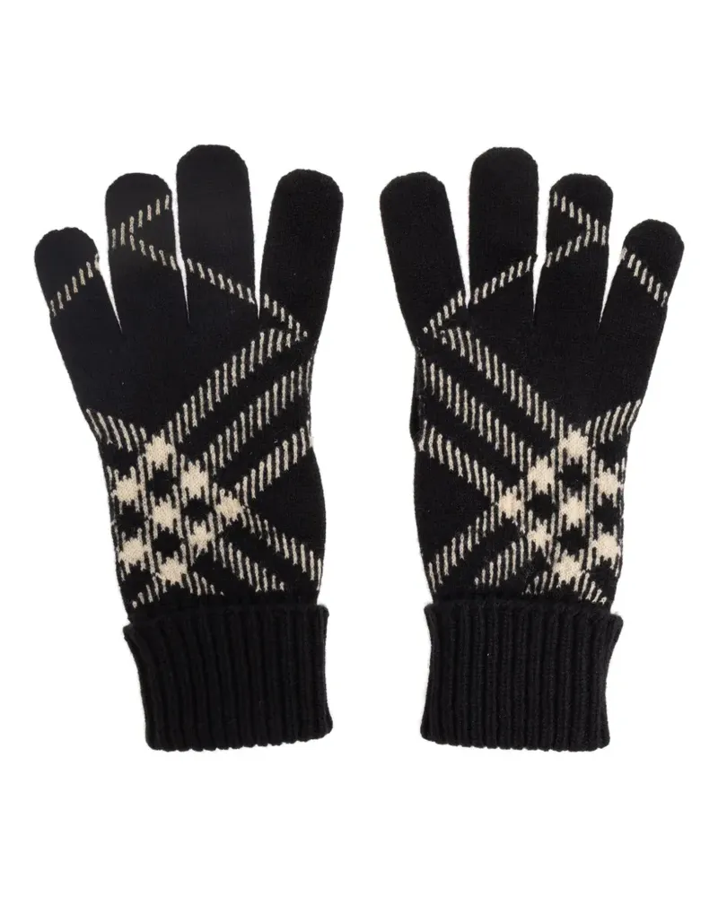 Burberry patterned ribbed gloves - Schwarz Schwarz