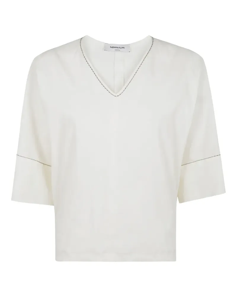 Fabiana Filippi T-Shirt mit V-Ausschnitt - Weiß Weiß