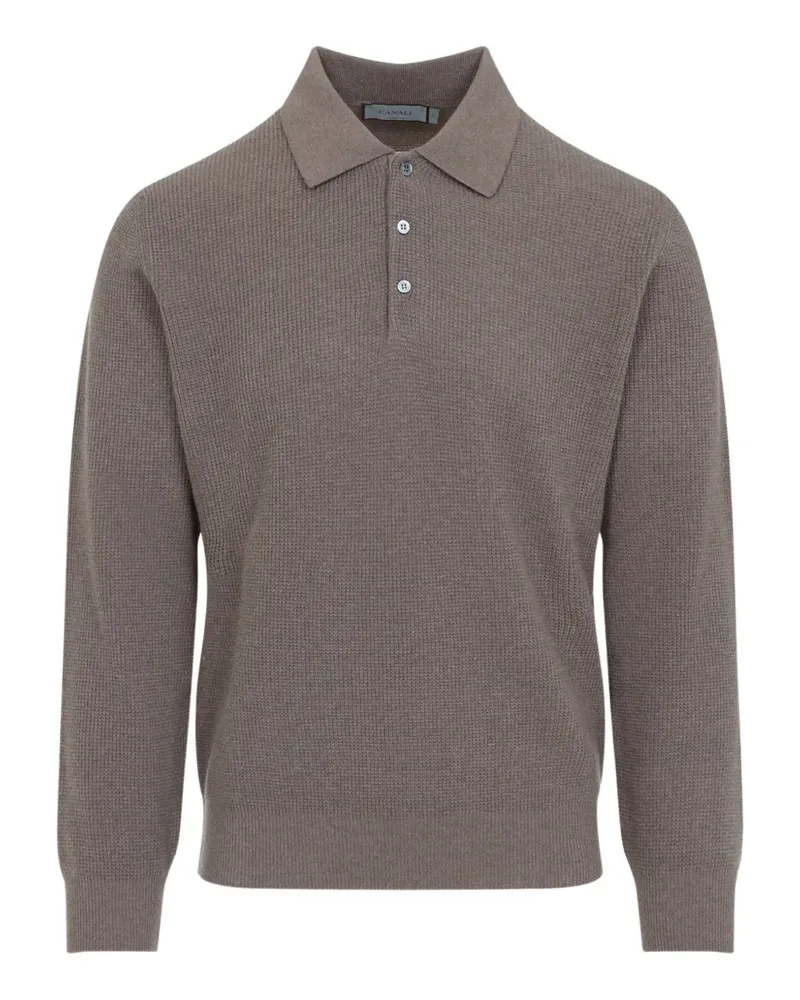 Canali Poloshirt mit Waffelstrick-Muster - Grau Grau