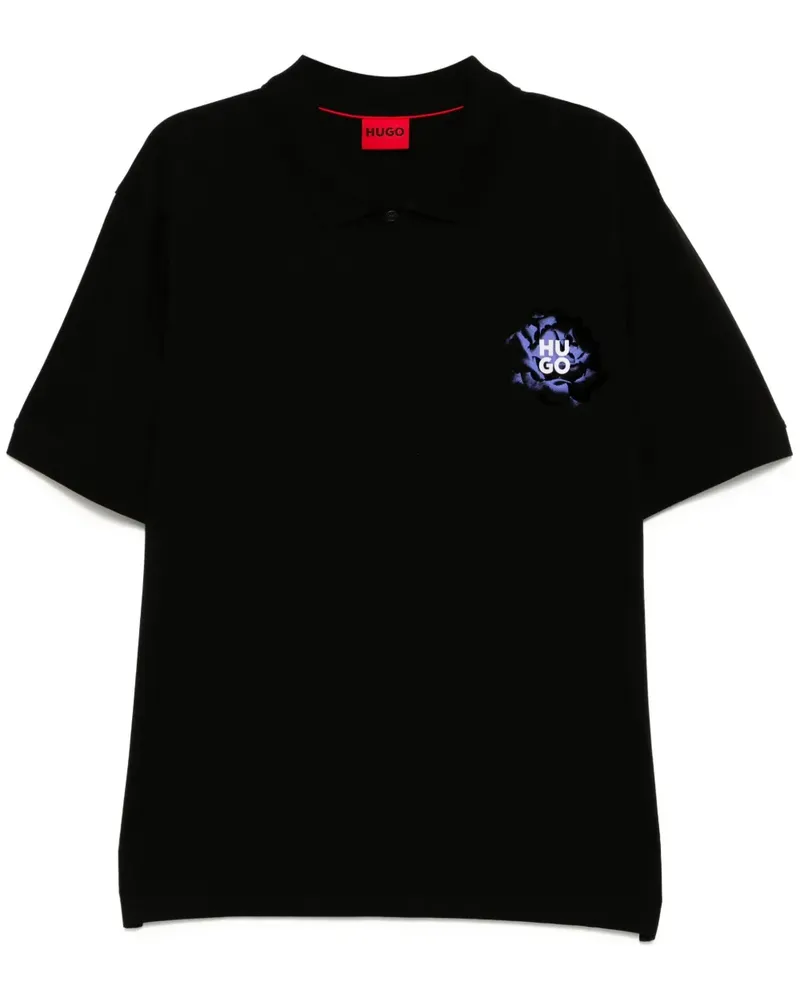 HUGO BOSS Poloshirt mit Logo-Print - Schwarz Schwarz