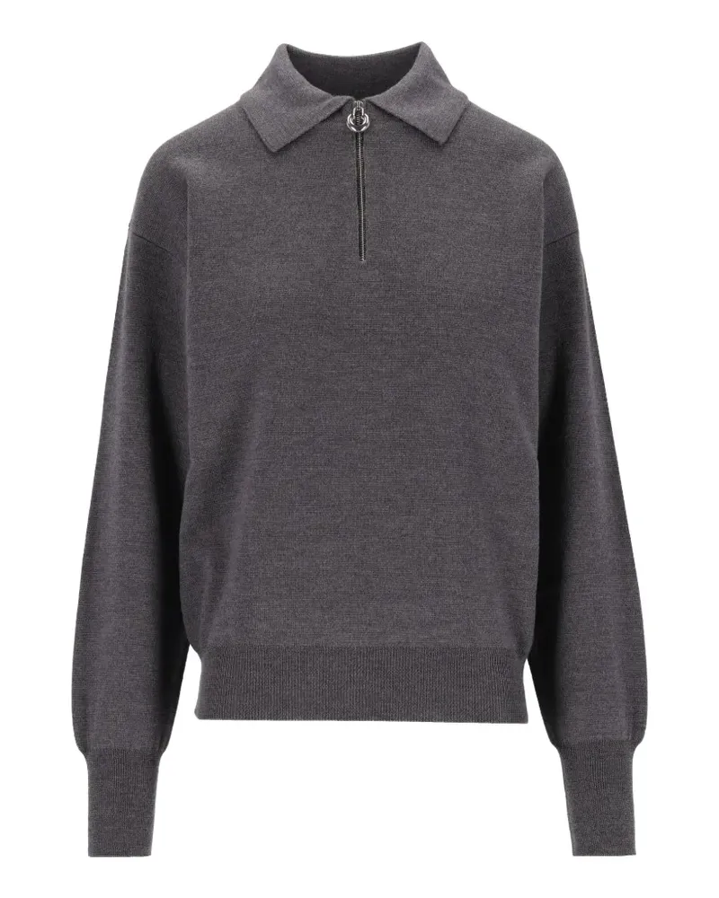 Mauro Grifoni quarter-zip wool polo shirt - Grau Grau
