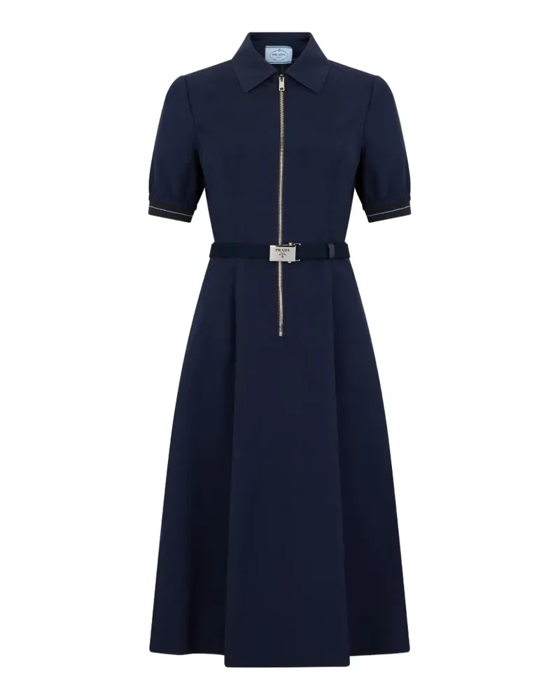 Prada belted zip-fastening midi dress - Blau Blau