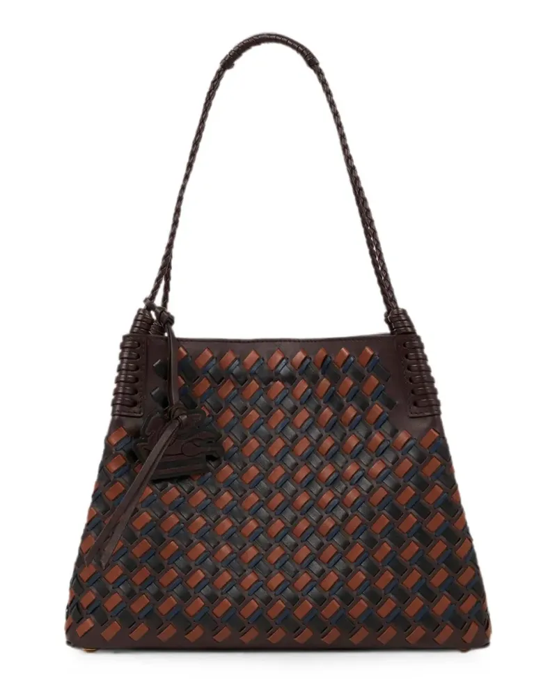 Etro Mittelgroße Libra Tote Bag aus gewebtem Leder - Braun Braun