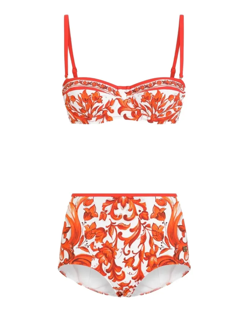 Dolce & Gabbana Bikini mit Majolica-Print - Orange Orange