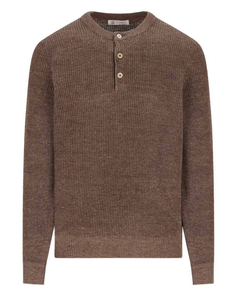 Brunello Cucinelli button-placket ribbed sweater - Braun Braun