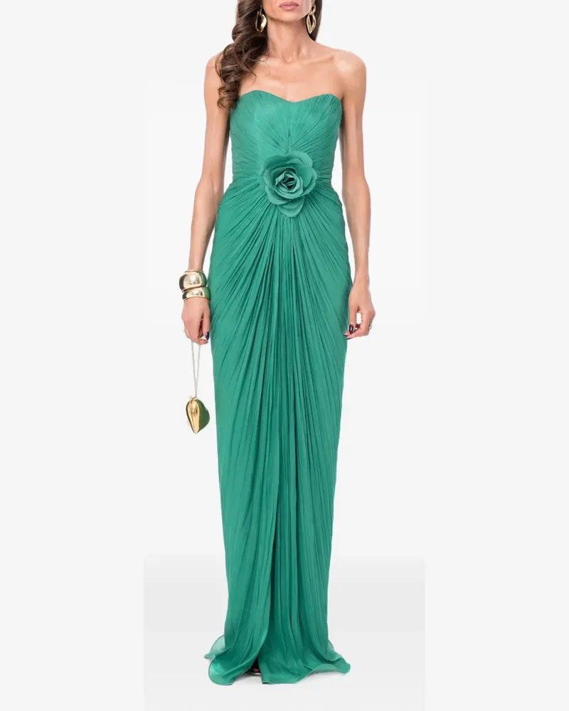 Ana Radu floral-detail pleated maxi dress - Grün Grün