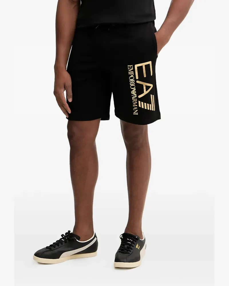 EA7 Shorts mit Kordelzug - Schwarz Schwarz