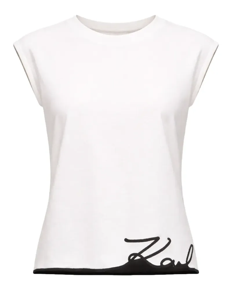 Karl Lagerfeld Signature-hem cotton tank top - Weiß Weiß