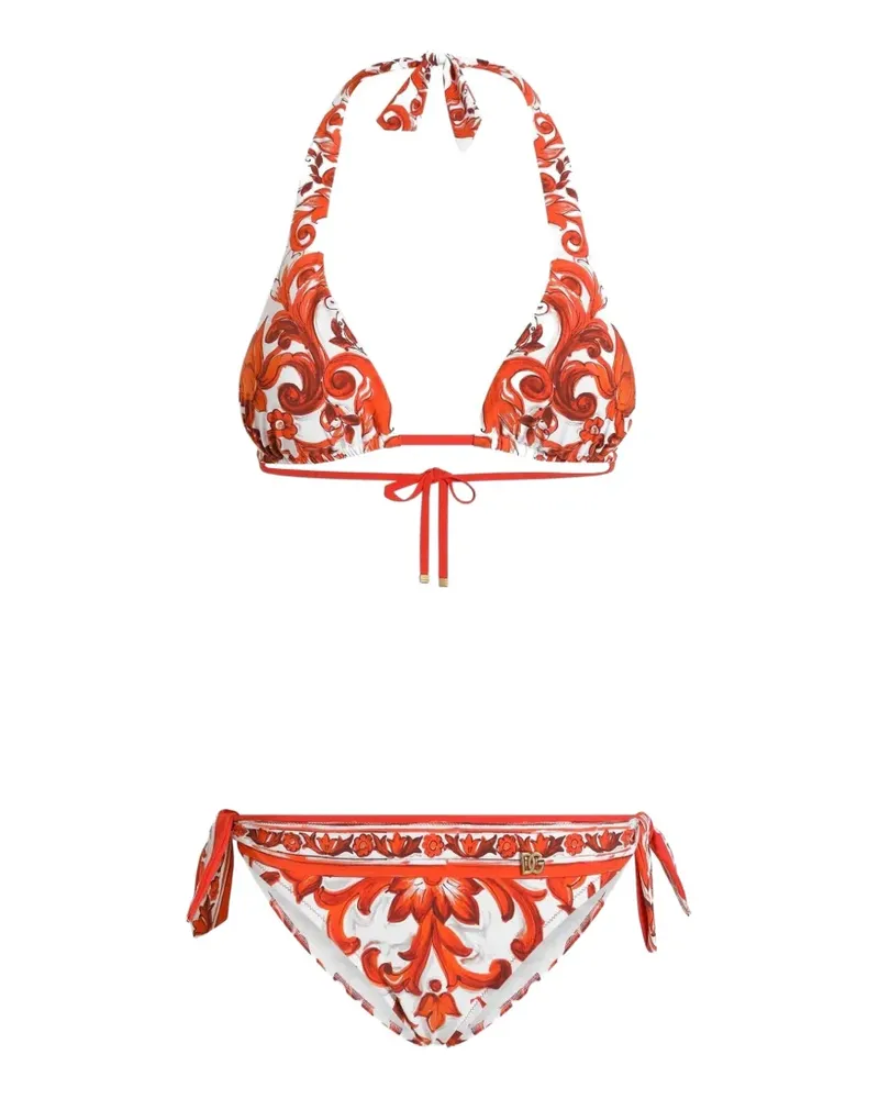 Dolce & Gabbana Bikini mit Majolica-Print - Weiß Weiß