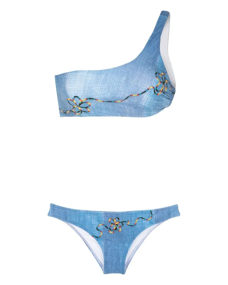Amir Slama Bikini mit Stickerei - Blau Blau