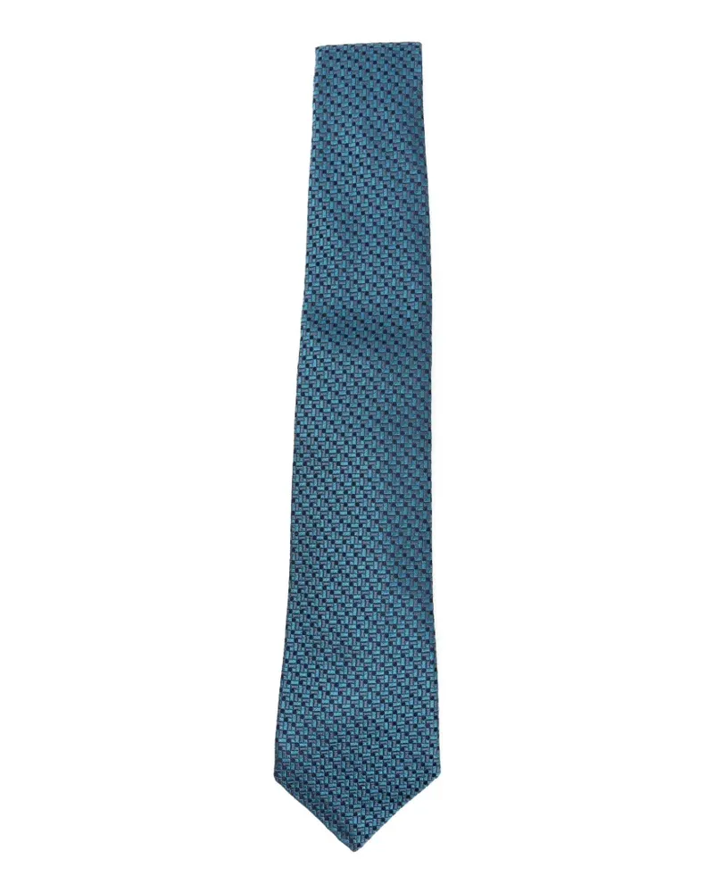 Kiton geometric-pattern tie - Blau Blau