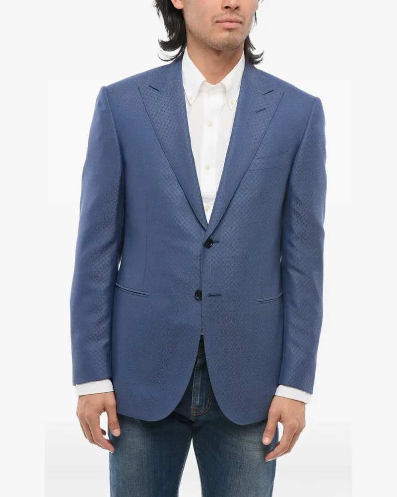 Corneliani embroidered single-breasted jacket - Blau Blau